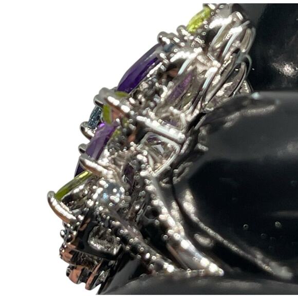 LUXY Gems Natural Topaz Amethyst Peridot Spinel Sterling Silver Ring Luxury Sz 7 - Picture 7 of 16